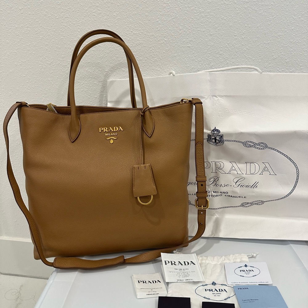 Prada Brown Leather Tote Bag